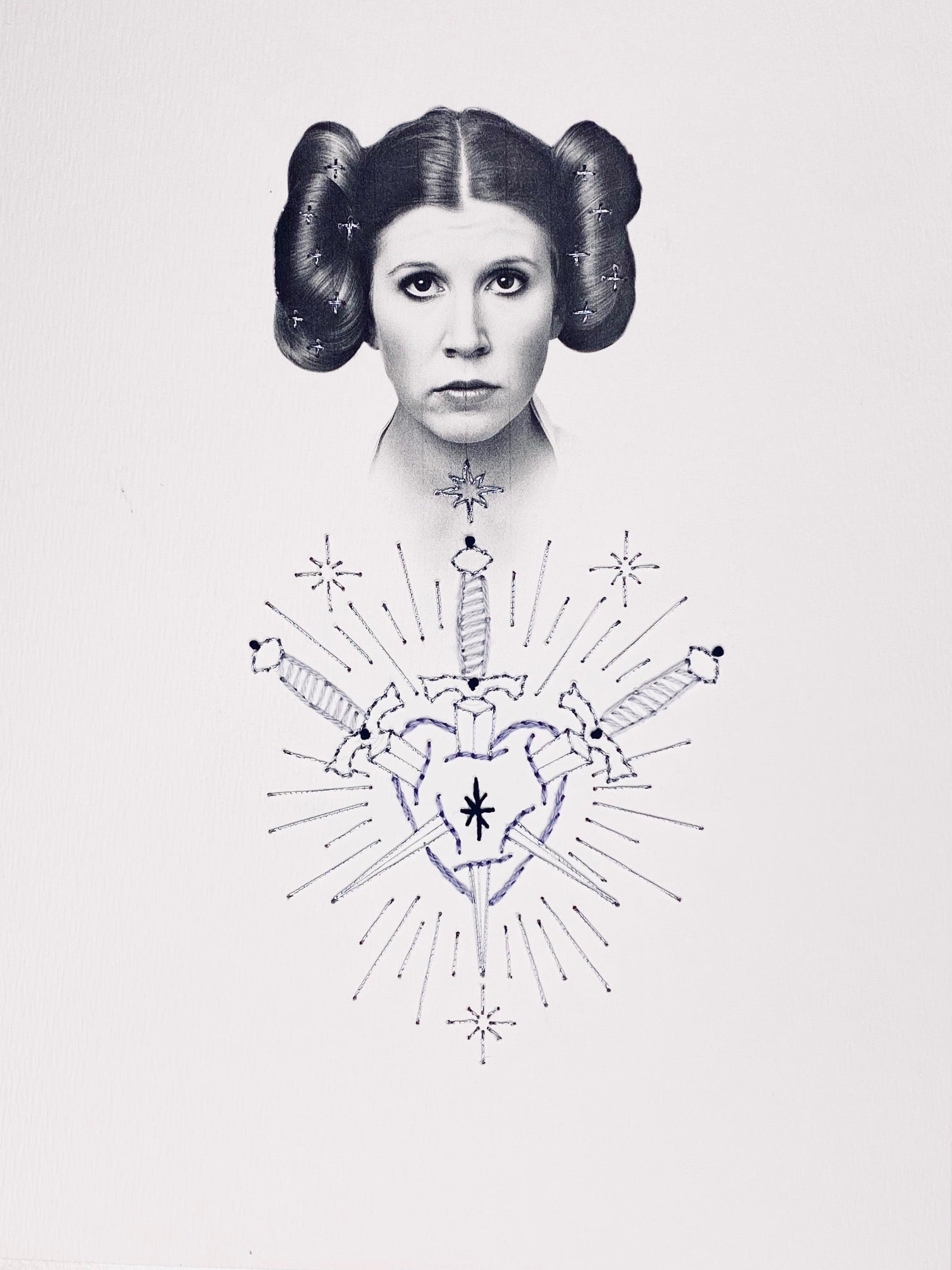 Princesse L, broderie photo sur papier